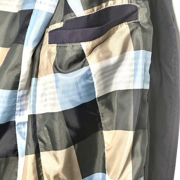 Lands End Womens Trench Coat Mid Length Plaid Lining Navy Blue Size XS 2-4 - Picture 8 of 14